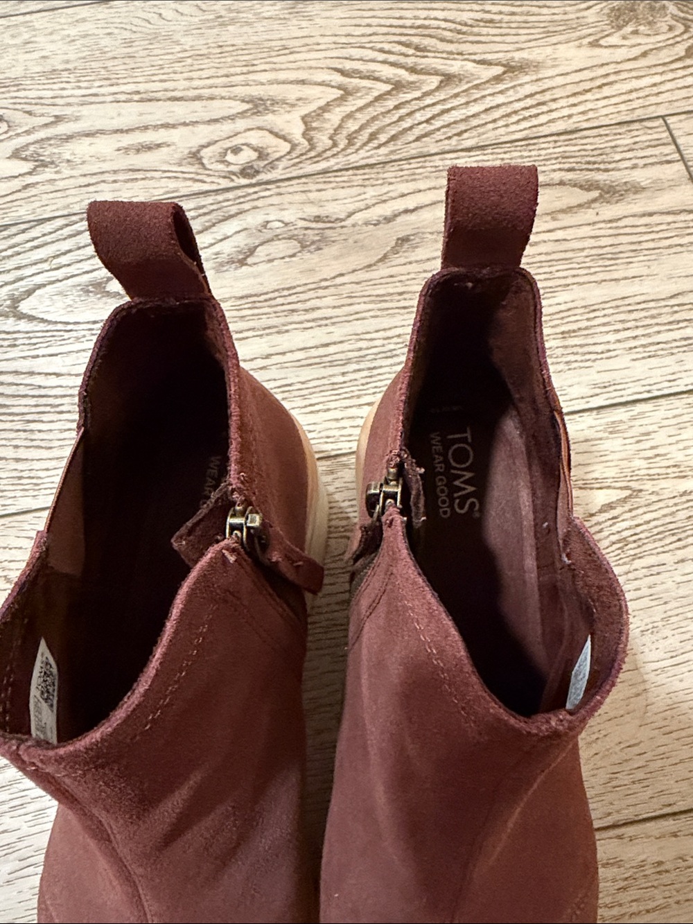 Toms Wine Suede Platform Ankle Booties with Side Zip - Picture 5 of 7